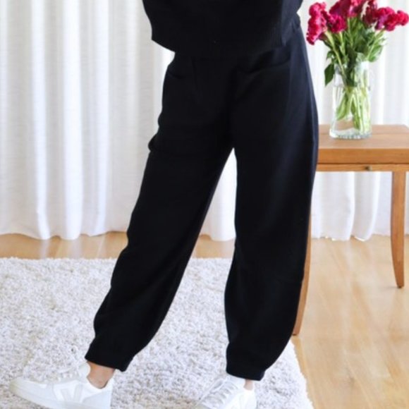 LF Markey 'Yuri' Linen Knit Jogger Blk S / 4 Lounge Fall *very Anthropologie COS - Picture 1 of 13